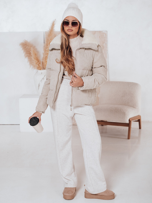 Kurtka damska zimowa sztruksowa TRENDYGLAM beżowa Dstreet TY4358