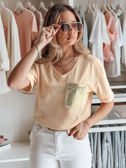 T-shirt damski TASTI brzoskwiniowy Dstreet RY2599