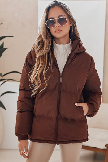 Kurtka damska MISSFROST pikowana z kapturem brązowa Dstreet TY4959