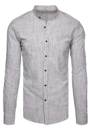 Koszula męska ze stójką z długim rękawem szara Dstreet DX2659