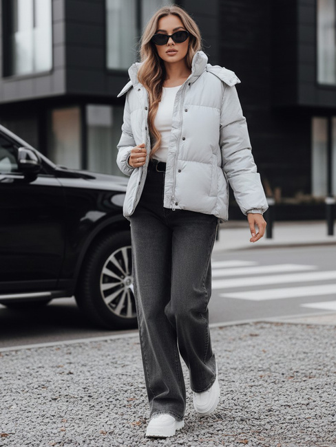 Kurtka przejściowa skórzana damska COLLAR szara Dstreet TY5190