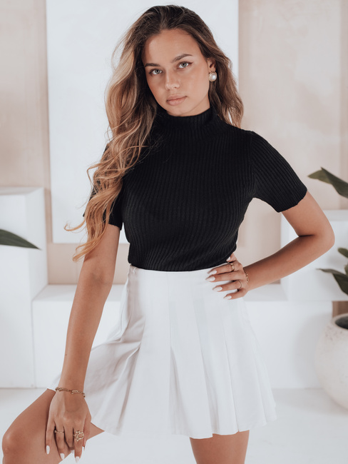 Damski sweter prążkowany z krótkim rękawem GIRLGLORY czarny Dstreet MY2552