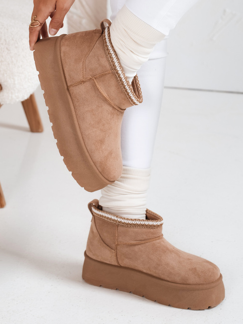 Śniegowce damskie na platformie beżowe Dstreet ZY1054