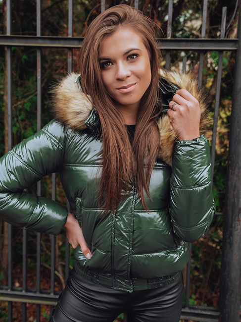 Kurtka zimowa damska pikowana krótka FELLISA zielona Dstreet TY2459