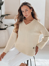 Damski sweter z dekoltem V VERALIA ecru Dstreet MY2517