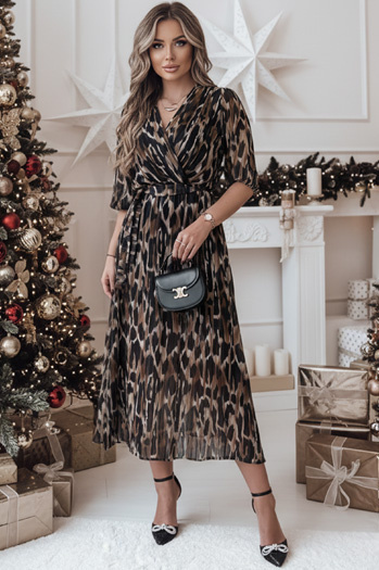 Sukienka one size TIGRISSA midi czarno-brązowa Dstreet EY2546