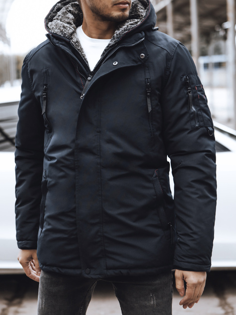 Kurtka męska zimowa z kapturem granatowa Dstreet TX5089