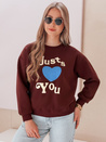 Bluza damska oversize z nadrukiem JUST LOVE YOU bordowa Dstreet BY1474