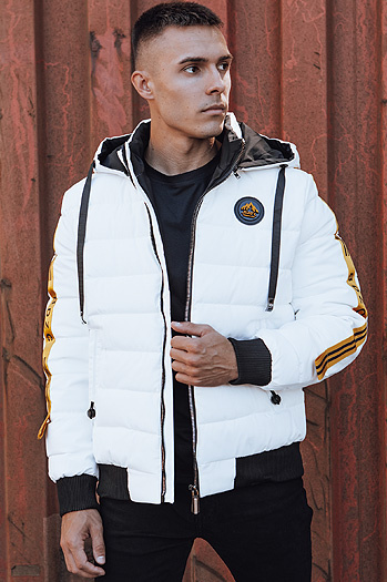 Kurtka zimowa męska pikowana z kapturem biała Dstreet TX4865