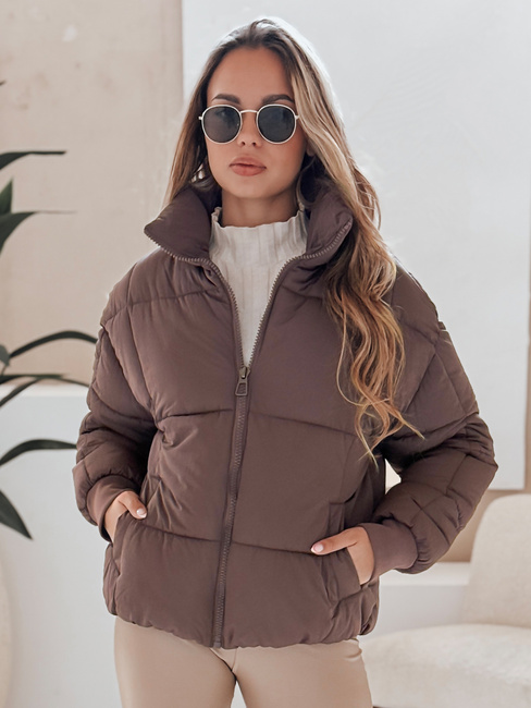 Kurtka damska zimowa krótka pikowana VIBEGIRL ciemnobeżowa Dstreet TY4945