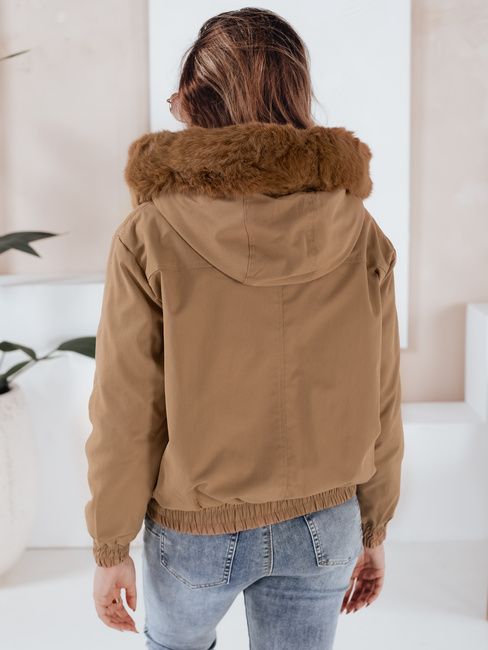 Kurtka damska zimowa VESSADA krótka z futerkiem jasnobrązowa Dstreet TY5061