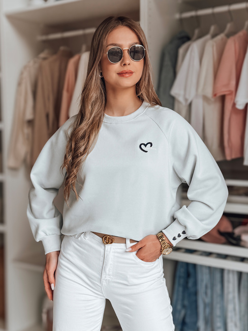 Bluza damska oversize z haftem serc MONLOVE niebieska Dstreet BY1509