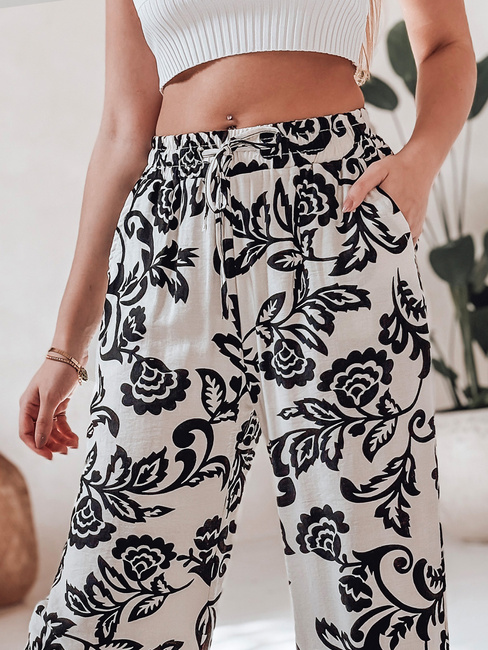 Spodnie damskie wide leg w kwiaty LOVEGARDEN czarne Dstreet UY2658