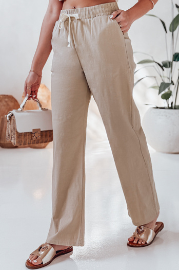 Spodnie damskie casualowe wide leg BOHO DAY khaki Dstreet UY2648