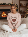 Bluza damska oversize z nadrukiem JUST LOVE YOU różowa Dstreet BY1473z