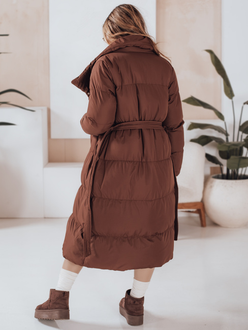 Płaszcz damski długi pikowany FAVI brązowy Dstreet TY4962