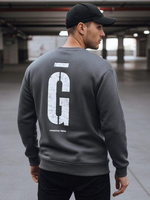 Bluza męska z nadrukiem grafitowa Dstreet BX5921