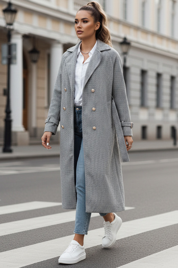 Płaszcz damski oversize CAMELLYN długi szary Dstreet NY0742