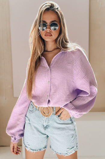 Koszula damska oversize muślinowa MUSLINEA jagodowa Dstreet DY0476