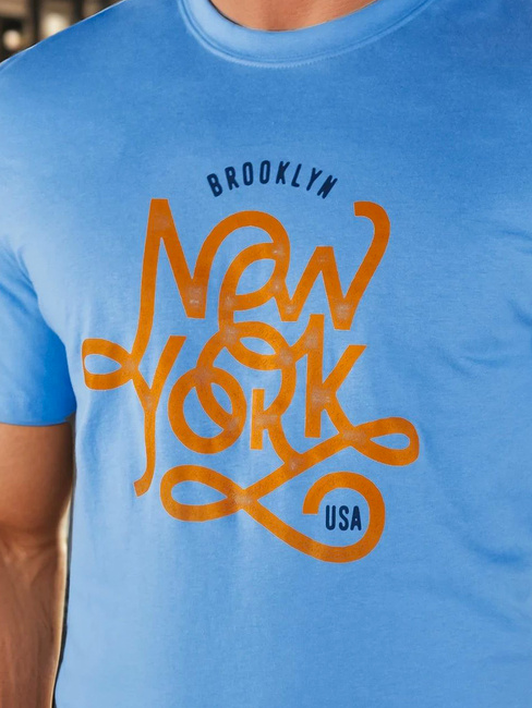 Koszulka męska z nadrukiem niebieska Dstreet RX5370