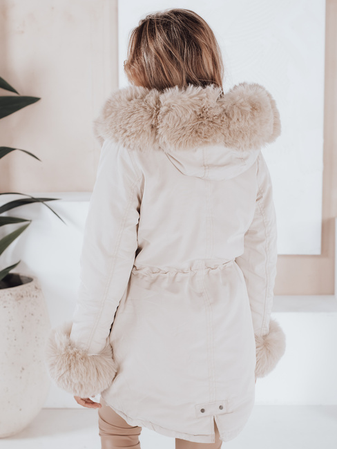 Kurtka damska zimowa parka z futerkiem CHARMFUR biała Dstreet TY5225