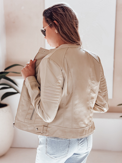 Kurtka skórzana damska ramoneska ROCKMISS beżowa Dstreet TY5215