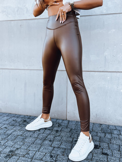 Legginsy damskie woskowane JEWELS brązowe Dstreet UY1702_1