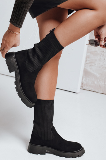Botki damskie skarpetowe czarne Dstreet ZY1133