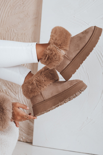 Śniegowce damskie z futerkiem beżowe Dstreet ZY1056