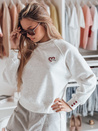Bluza damska oversize z haftem serc MONLOVE szara Dstreet BY1508