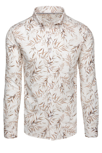 Koszula męska w liście biała Dstreet DX2639