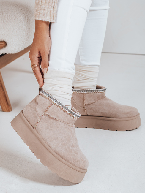 Śniegowce damskie na platformie jasnobeżowe Dstreet ZY1055