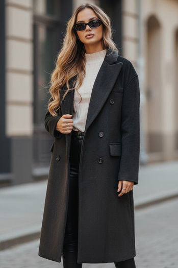 Płaszcz zimowy damski długi oversize czarny Dstreet NY0765z