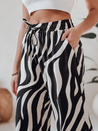 Spodnie damskie wide leg w paski ZEBRAVIBE beżowo-czarne Dstreet UY2653