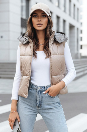 Kamizelka damska pikowana OSHE beżowa Dstreet TY3703