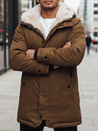 Kurtka zimowa męska parka z kapturem ciemnobeżowa Dstreet TX4964z