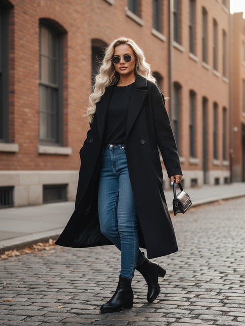 Płaszcz damski przejściowy oversize czarny Dstreet NY0764z