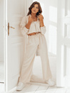 Spodnie damskie wide leg MADDIE jasnobeżowe Dstreet UY1832