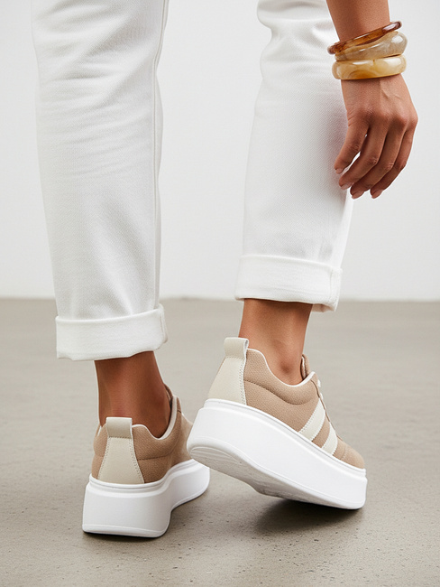 Sneakersy damskie beżowe Dstreet ZY1377