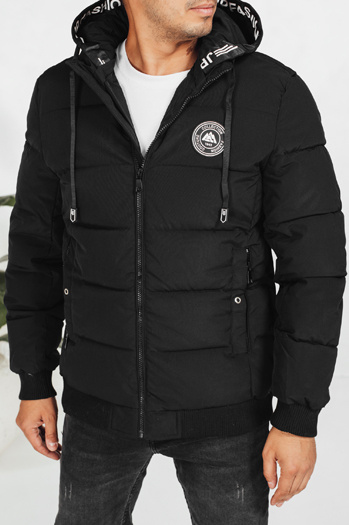 Kurtka męska zimowa pikowana z kapturem czarna Dstreet TX5072