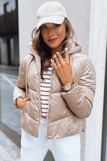 Kurtka przejściowa damska pikowana LOLAROSE beżowa Dstreet TY3738