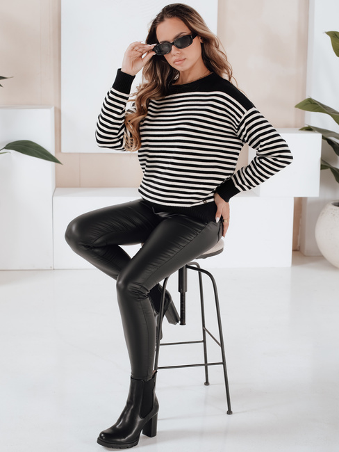 Damski sweter w paski ELVARA czarny Dstreet MY2524