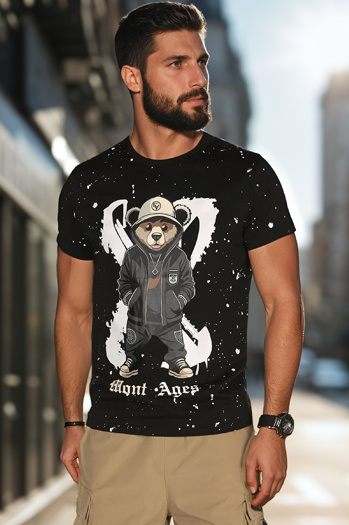 T-shirt męski z nadrukiem czarny Dstreet RX5655