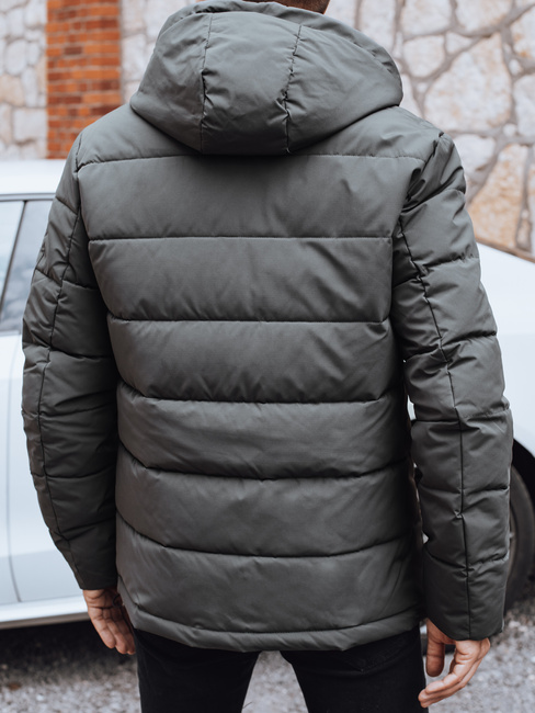 Kurtka męska zimowa pikowana z kapturem grafitowa Dstreet TX5053