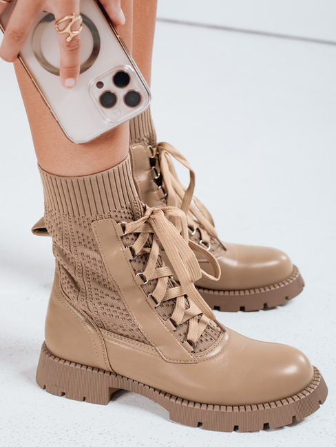 Botki damskie HOLLYHOCK beżowe Dstreet ZY0372