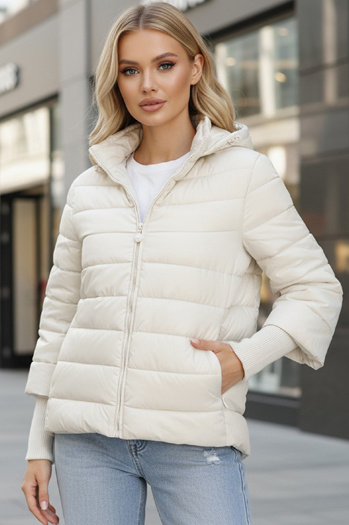 Kurtka damska pikowana z kapturem biała Dstreet ty5355