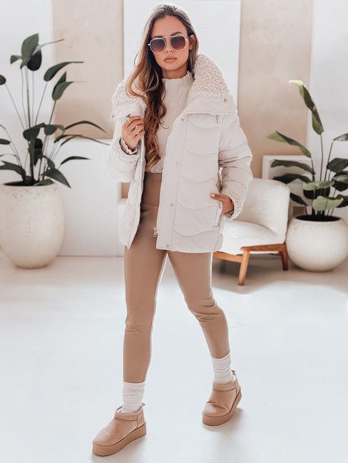 Kurtka damska zimowa WARMMISS pikowana z kapturem biała Dstreet TY4922