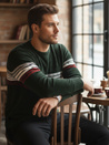 Sweter męski w paski zielony Dstreet WX2280