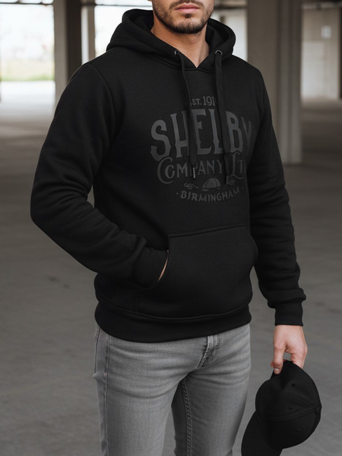 Bluza męska ocieplana z kapturem czarna Dstreet BX5920