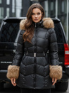 Kurtka damska zimowa pikowana z kapturem czarna Dstreet TY5320